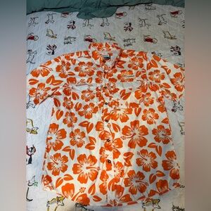 Whataburger Magellan Outdoors Orange Floral Button Down Shirt